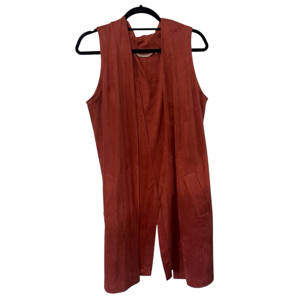 Soft Surroundings Coral Faux Suede Vest Medium